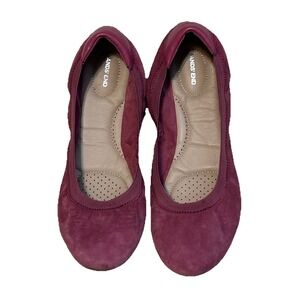 Lands End Womens Comfort‎ Elastic Ballet Flats Shoes Size 11 Mulberry Faux Suede